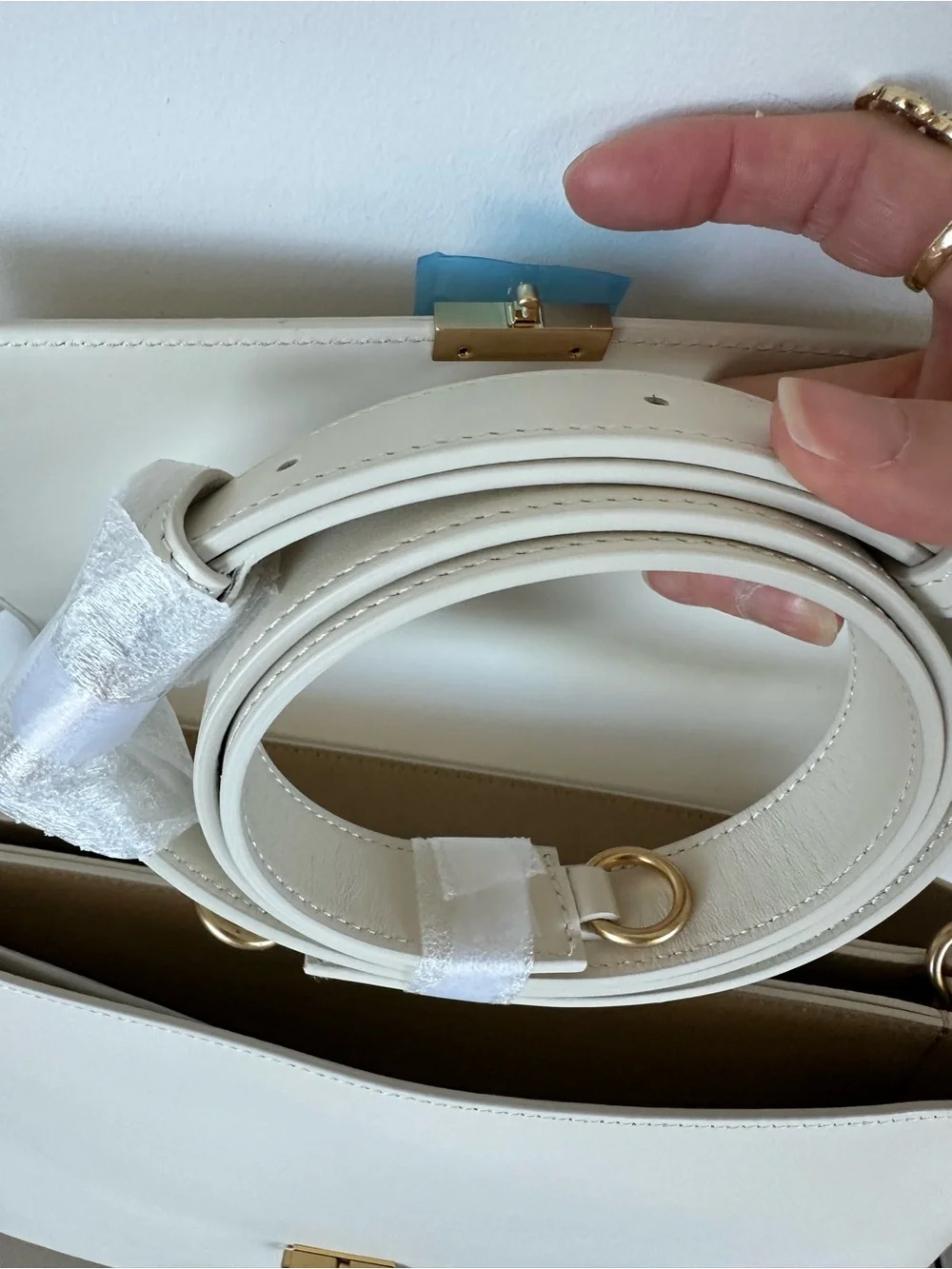 Bouguessa White Italian Leather Convertible Shoulder Crossbody Bag